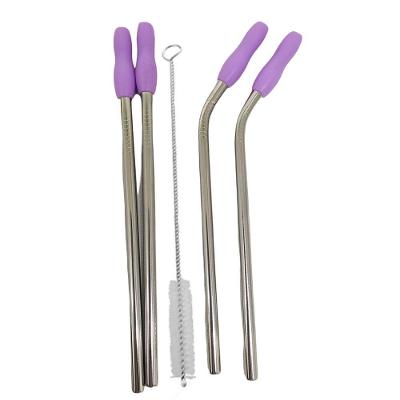Canudo Inox Kit 4 Peças Reto Curvo Escova De Limpeza