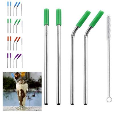 Canudos Aço Inox Milk Shake Silicone 7mm Kit 4 Reutilizaveis