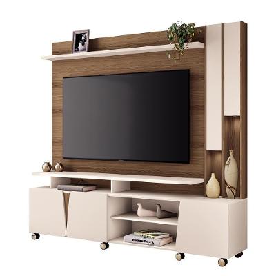 Estante Home Theater Virtus 3 Portas 200cm Castanho-off White HB Móveis