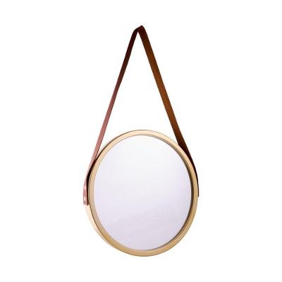 Espelho Decorativo Pequeno Redondo 33cm Moldura Plástica Champagne Wellmix