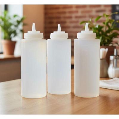 Kit 3 Bisnagas Profissionais 450ML para Molho com Marcador Plastico Branco Chef Line