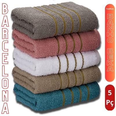 Kit 5 Toalhas de Banho Barcelona 70x130cm 100% Algodão Alta Absorção Toalhas Beka