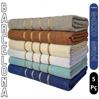 Kit 5 Peças Toalha de Banho Barcelona 70x130cm Algodão 330g-m2 Alta Absorção Toalhas Beka