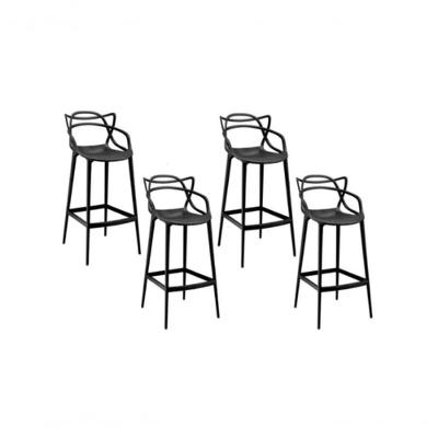 Kit 4 Banquetas Altas Allegra Masters Polipropileno Preto Uso Interno e Externo Decoreshop