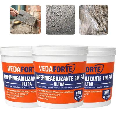 Kit 3 Impermeabilizante em Po Ultra Veda Forte 800g para Concreto e Argamassa Ultra