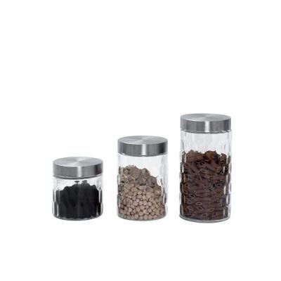 Kit 3 Potes em Vidro com Tampa Inox para Armazenar Alimentos 870ML 1260ML 2130ML Fratelli