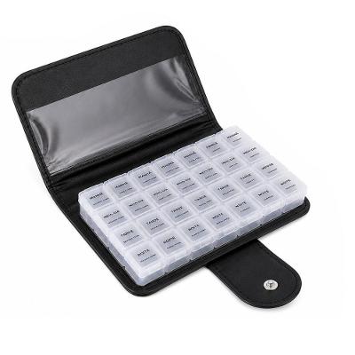 Organizador de Medicamentos Yeet Estojo Preto Porta Comprimidos 28 Divisorias