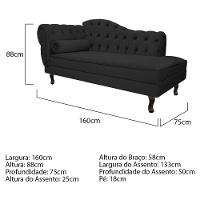 Kit Diva Recamier Diana 160Cm Lado Direito E 02 Poltronas Julia Corano - Amarena Móveis Preto - 3