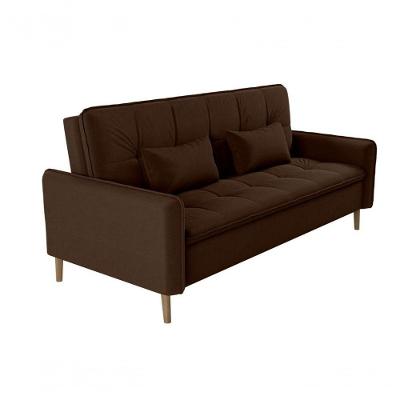 Sofá Cama Reclinável Donna 3 Lugares 206cm Marrom Veludo Turkey Matrix