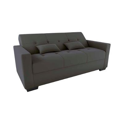 Sofá Cama Casal Lavínia 3 Lugares 203cm em Suede Cinza com Almofadas Matrix