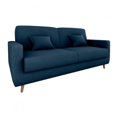 Sofá Cama Casal Emília 2 Lugares 204cm Azul Veludo com Sistema de Catraca Matrix