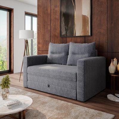 Sofá Cama Luma 2 Lugares Casal 148cm Chenile Prince Cinza Escuro Matrix
