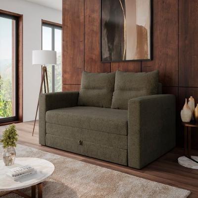 Sofá Cama Luma 2 Lugares Casal 148cm Marrom Chenile Prince Conforto Diário Matrix