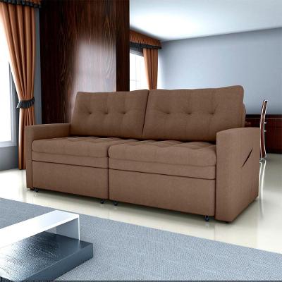 Sofá Cama Nayla 3 Lugares Retrátil 220cm Bouclê Marrom Matrix