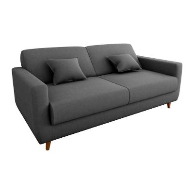 Sofá Cama Casal Emília 2 Lugares com Sistema de Catraca 190cm Cinza Suede Matrix