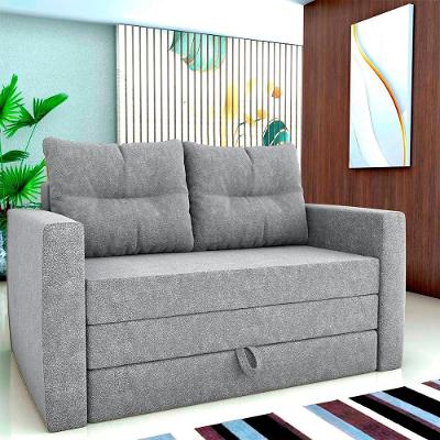 Sofá Cama Luma 2 Lugares Casal 148cm Cinza Bouclê Madeira Eucalipto Matrix