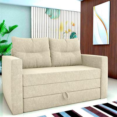 Sofá Cama Luma 2 Lugares Casal 148cm Bouclê Bege Matrix para Sala