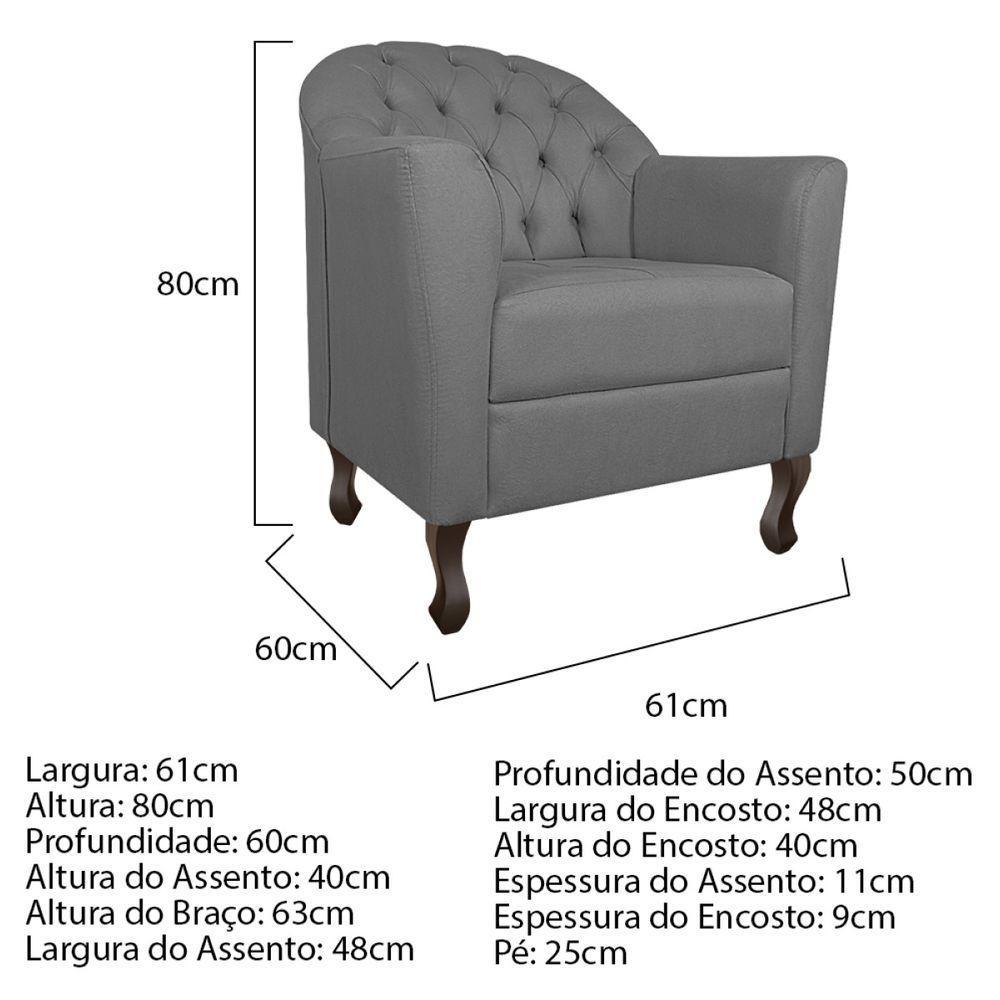 Kit Diva Recamier Diana 140Cm Lado Esquerdo E 02 Poltronas Julia Suede - Amarena Móveis Cinza - 2