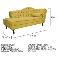 Kit Diva Recamier Diana 140Cm Lado Esquerdo E 02 Poltronas Julia Suede - Amarena Móveis Amarelo - 3