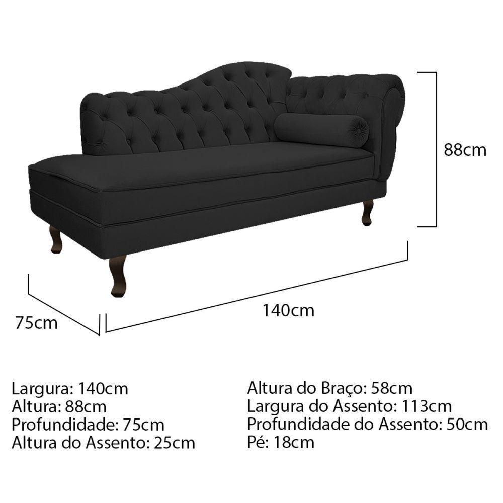 Kit Diva Recamier Diana 140Cm Lado Esquerdo E 02 Poltronas Julia Corano - Amarena Móveis Preto - 3