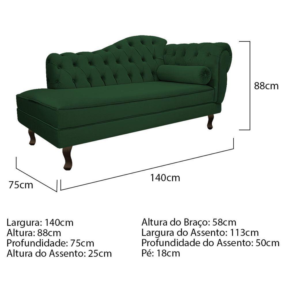 Kit Diva Recamier Diana 140Cm Lado Esquerdo E 02 Poltronas Julia Suede - Amarena Móveis Verde - 2