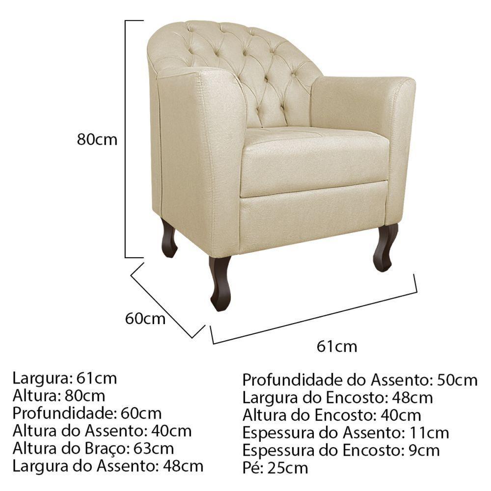 Kit Diva Recamier Diana 140Cm Lado Direito E 02 Poltronas Julia Suede - Amarena Móveis Bege - 2