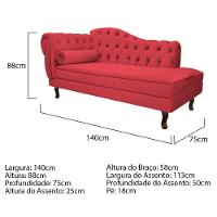 Kit Diva Recamier Diana 140Cm Lado Direito E 02 Poltronas Julia Suede - Amarena Móveis Vermelho - 3