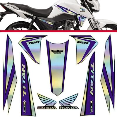 Kit Holográfico Para Moto Honda Cg Titan 160 Anos 2015 A 2017 Azul Azul