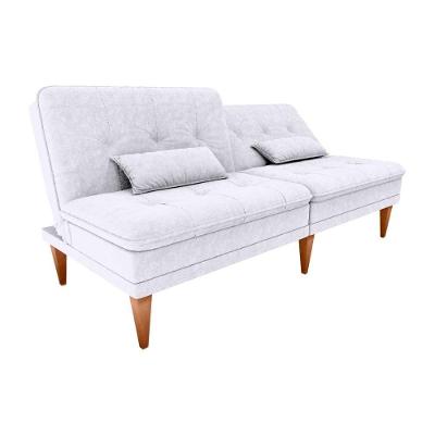 Sofá Cama Pietra Living 2 Lugares 190cm Bege Boucle com Pés de Madeira Matrix