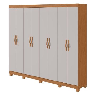 Guarda Roupa Casal Serena 8 Portas de Bater 6 Gavetas MDF Amendoa-Off White