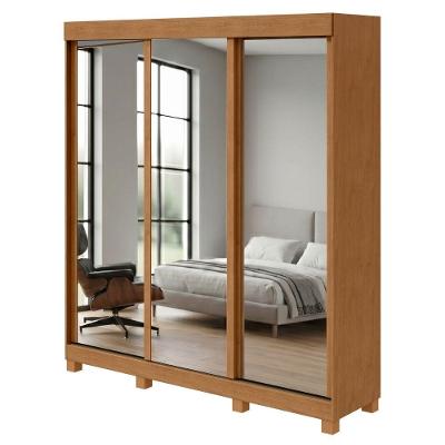 Guarda Roupa Casal Saimon 3 Portas de Correr 3 Gavetas MDF-MDP Madeirado Móveis Lopas