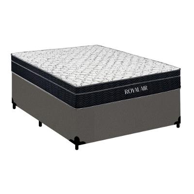 Cama Box Casal Royal Air Pillow Top Molas Ensacadas Suede Cinza