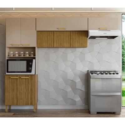 Armário de Cozinha Urbane 9 Portas MDP 260cm Freijó Vanilla Ripado com Espaço para Forno