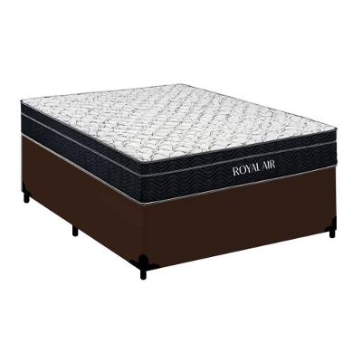 Cama Box Casal Royal Air Pillow Top Molas Ensacadas Tecido Sintético Marrom Royal Sleep