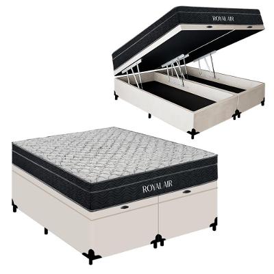 Cama Box com Baú King Royal Air Molas Ensacadas Sintético Branco Royal
