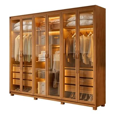 Guarda Roupa Casal Sulivan 6 Portas de Bater 6 Gavetas MDF LED Madeirado