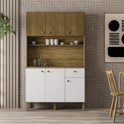 Armário de Cozinha Lusso 6 Portas 1 Gaveta MDF-MDP 111cm Marrom Kit's Paraná