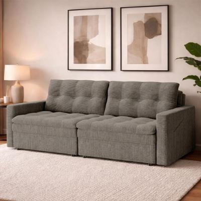 Sofá Cama Nayla 3 Lugares Retrátil 220cm Marrom Linho Matrix