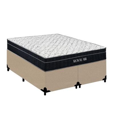 Cama Box com Colchão Casal Royal Air Pillow Top Molas Ensacadas Suede Bege