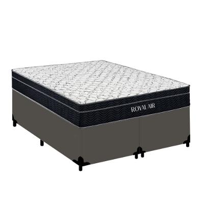 Cama Box com Colchão Casal Royal Air Pillow Top Molas Ensacadas Cinza Royal