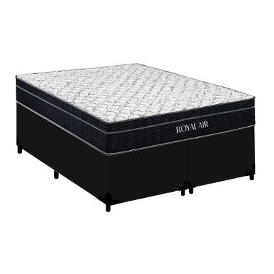 Cama Box com Colchão Casal Royal Air Pillow Top Molas Ensacadas Preto Royal Sleep
