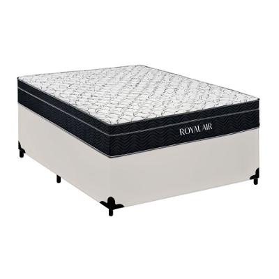 Cama Box com Colchão Casal Royal Air Pillow Top Molas Ensacadas Madeira Branco Royal