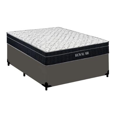 Cama Box com Colchão Casal Royal Air Pillow Top Molas Ensacadas Cinza Royal