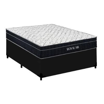 Cama Box com Colchão Casal Royal Air Pillow Top Molas Ensacadas Antiácaro Preto Royal
