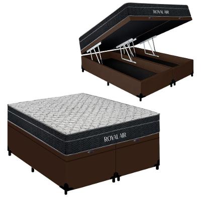 Cama Box Baú King Royal Air Molas Ensacadas Antiácaro Marrom Royal