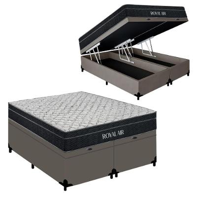 Cama Box Baú King Royal Air Molas Ensacadas Pillow Top Marrom Royal Sleep