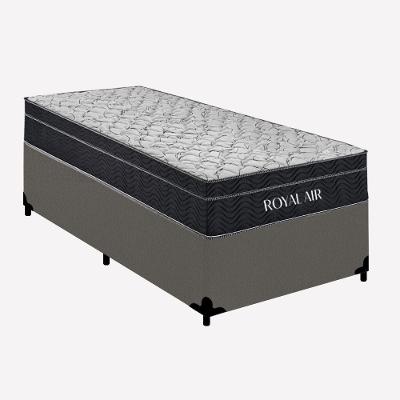 Cama Box com Colchão Solteiro Royal Air Pillow Top Molas Ensacadas Cinza