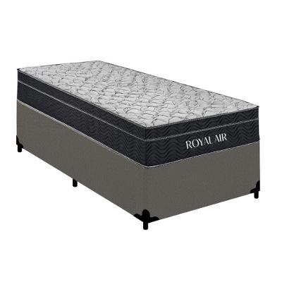 Cama Box Solteiro Royal Air Molas Ensacadas Baú Lateral Suede Cinza Royal