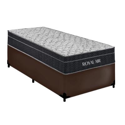 Cama Box com Colchão Solteiro Royal Air Pillow Top Molas Ensacadas Antiácaro Marrom Royal