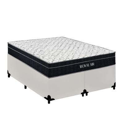Cama Box com Colchão Casal Royal Air Pillow Top Molas Ensacadas Tecido Sintético Branco